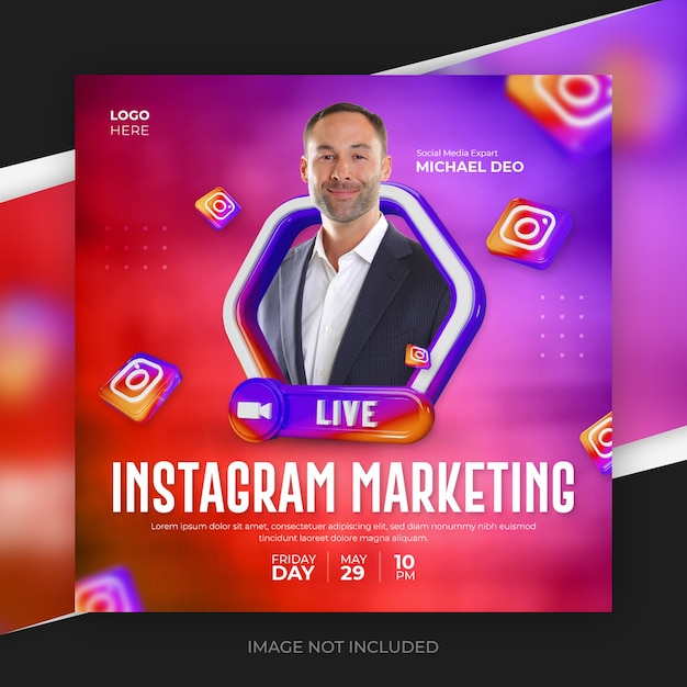 Modello di banner per post sui social media di marketing di Instagram