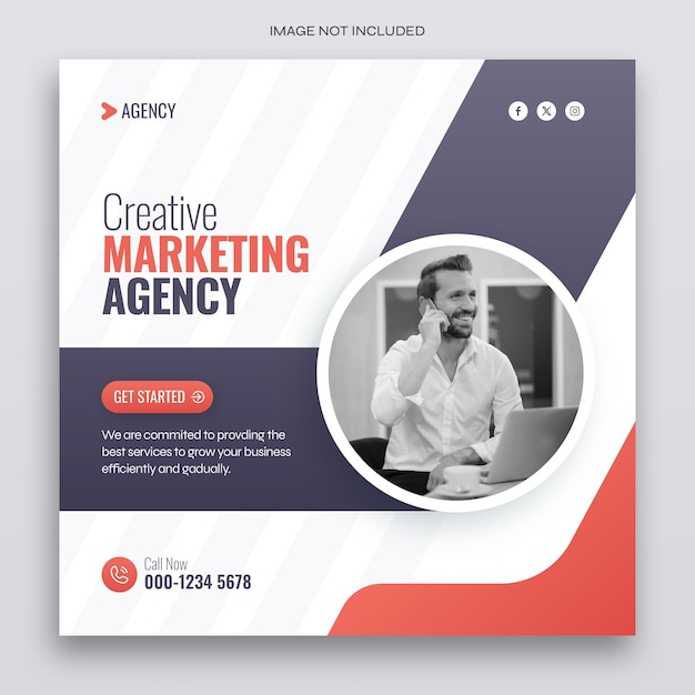 Modello di banner per post sui social media di marketing digitale