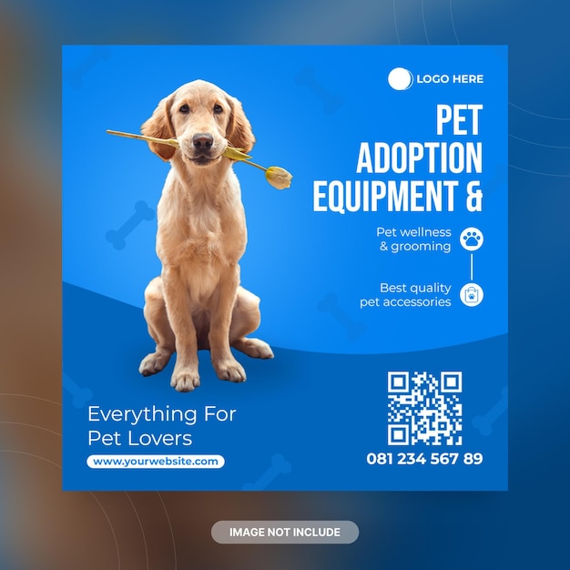 Modello di banner per post sui social media di Pet Shop Dog
