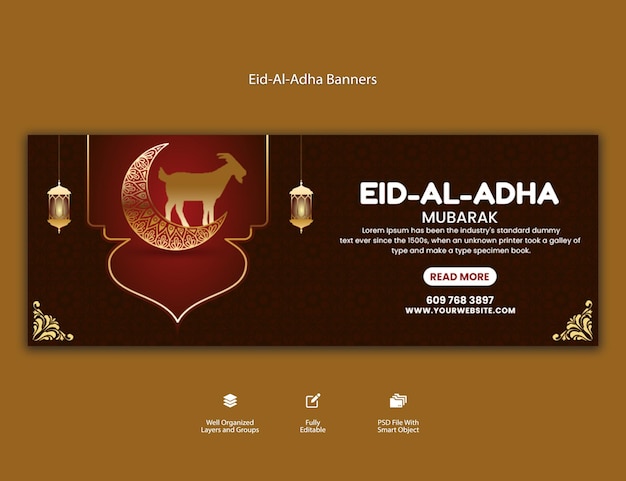 Modello di banner per social media del festival islamico di Eid al adha mubarak