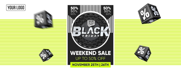 Modello di banner per social media di vendita del weekend del venerdì nero