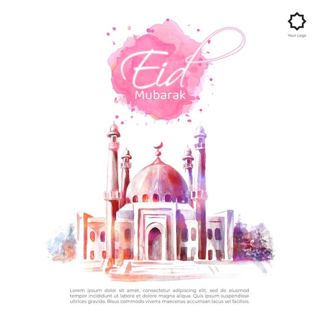 Modello di banner per social media eid mubarak e eid ulfitr