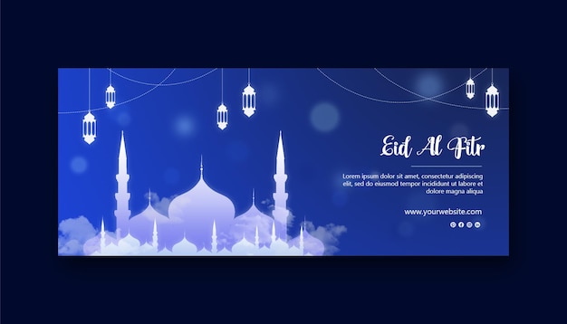 Modello di banner per social media Eid Mubarak ed eid ul-fitr