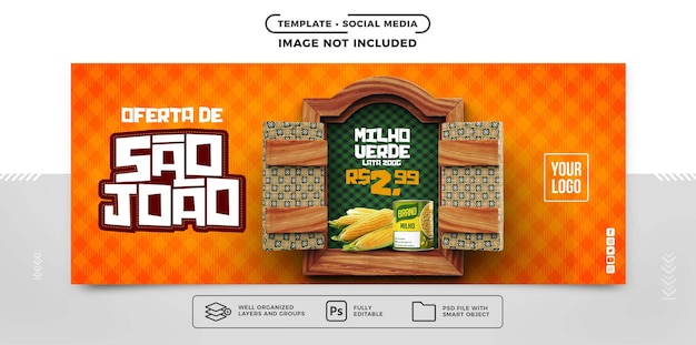 Modello di banner per social media Festa Junina per la vendita di prodotti in offerta