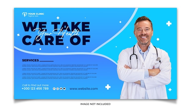 Modello di banner per social media per l'assistenza sanitaria creativa