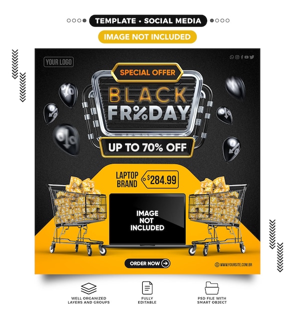 Modello di banner per social media per l'offerta speciale del Black Friday
