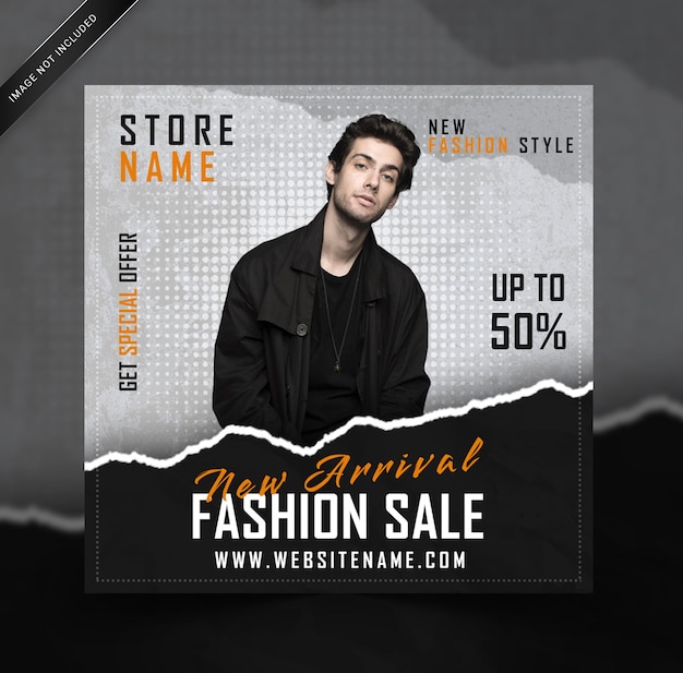 Modello di banner per social media vendita di moda con un modello PSD di struttura in plastica