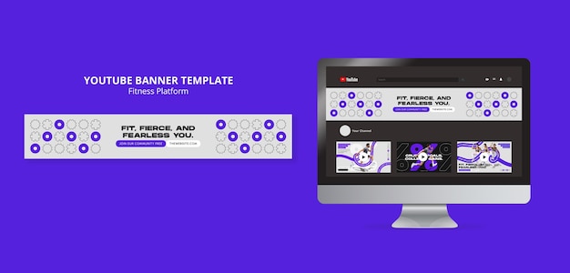Modello di banner per youtube fitness
