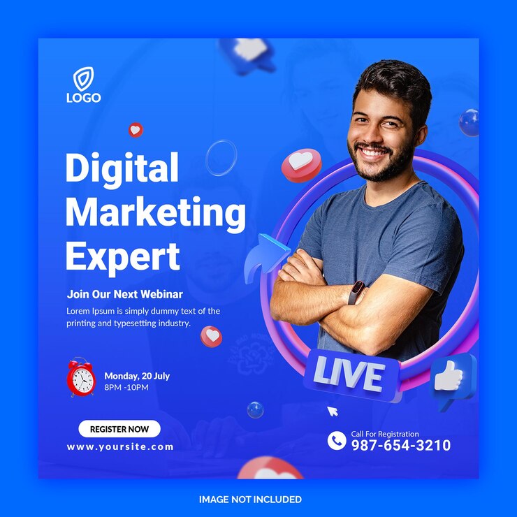 Modello di banner post sui social media in live streaming webinar