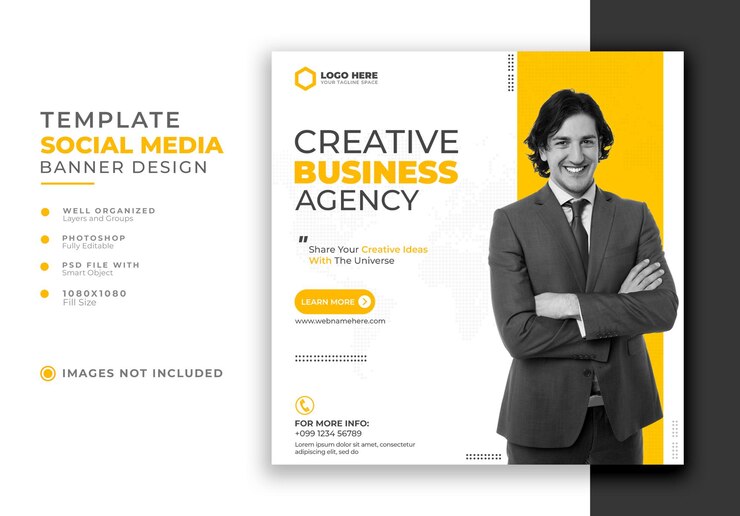 Modello di banner post sui social media per agenzie di affari creative