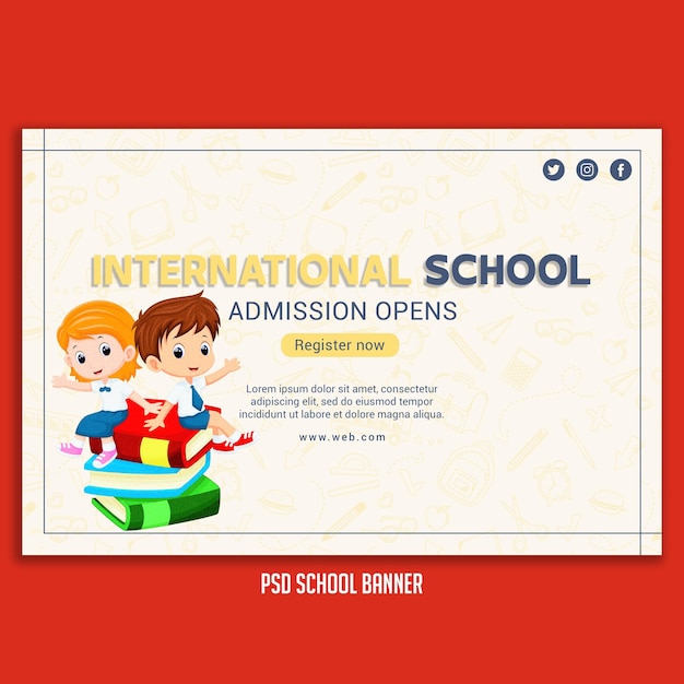Modello di banner PSD per il ritorno a scuola