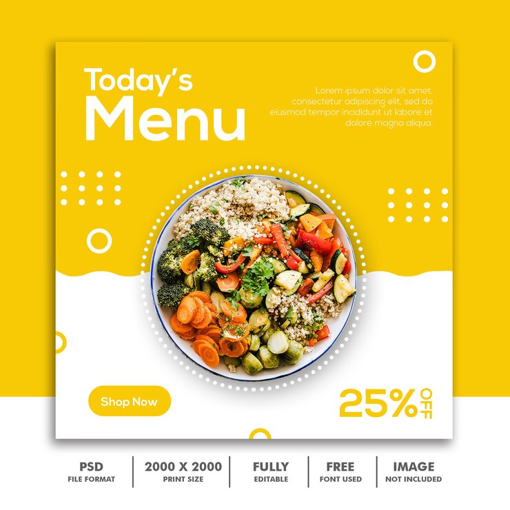 PSD modello di banner quadrato menu