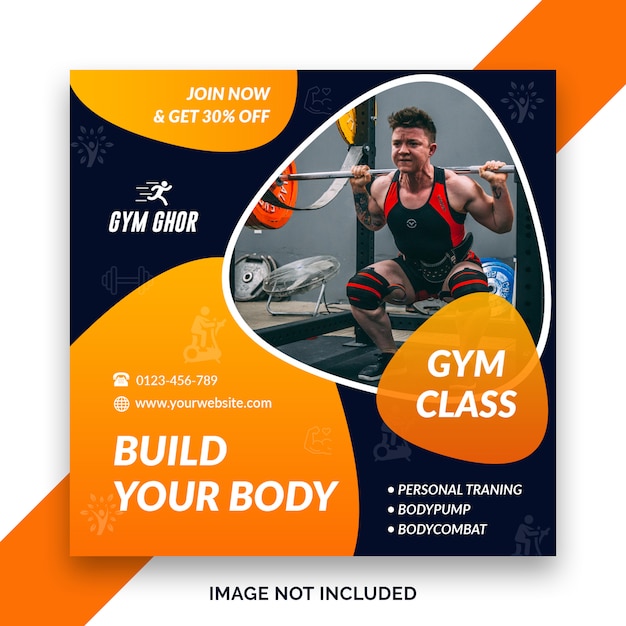 Modello di banner quadrato palestra