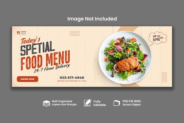 Modello di banner social media banner web promozione menu cibo delizioso Psd Premium