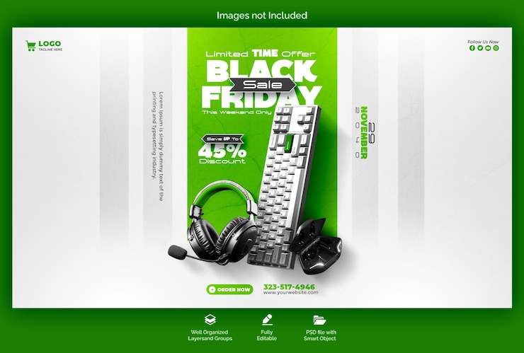 PSD modello di banner web della super vendita del black friday psd