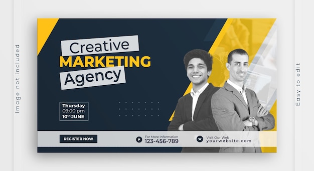 Modello di banner web di marketing digitale per la promozione dell'agenzia Business Branding Identità aziendale