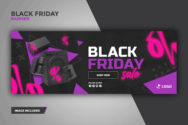 Modello di banner web di vendita del black friday PSD