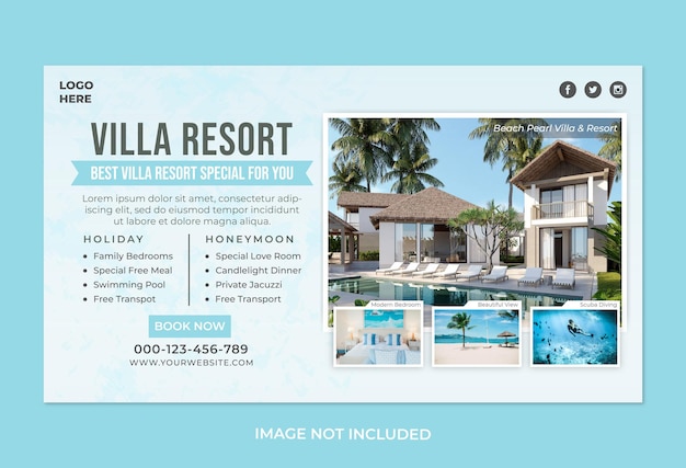 modello di banner web hotel villa resort