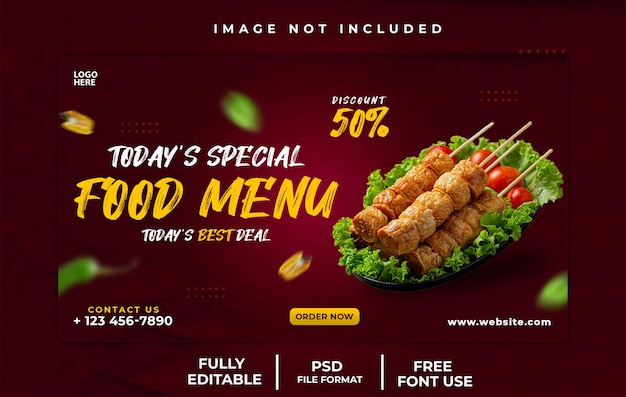 Modello di banner web menu cibo delizioso