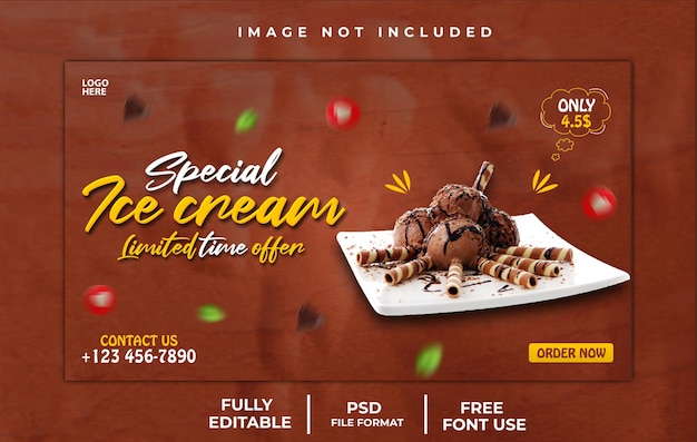 Modello di banner web per gelati
