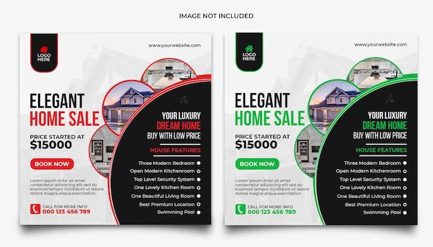 Modello di banner web per la progettazione di post di instagram per i social media della casa immobiliare
