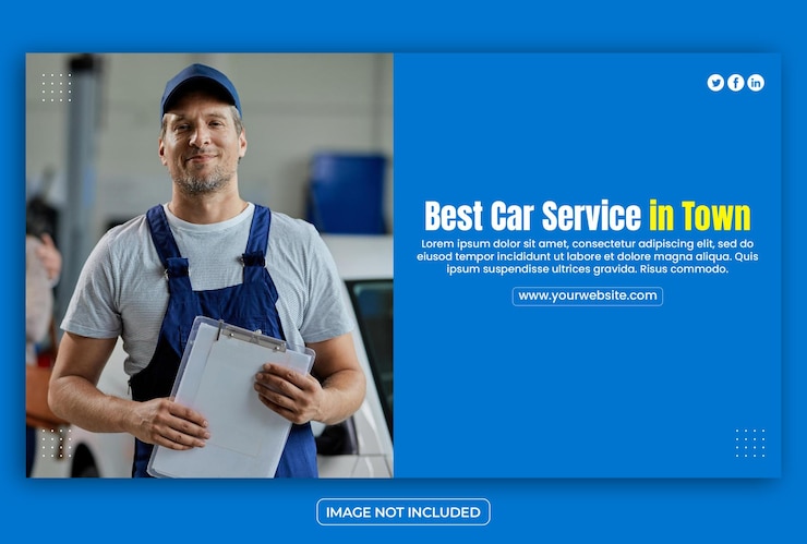 PSD modello di banner web per meccanico di automobili o design di banner per social media