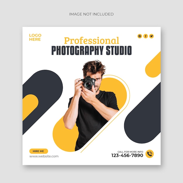 Modello di banner web per post e promozione sui social media del servizio fotografico