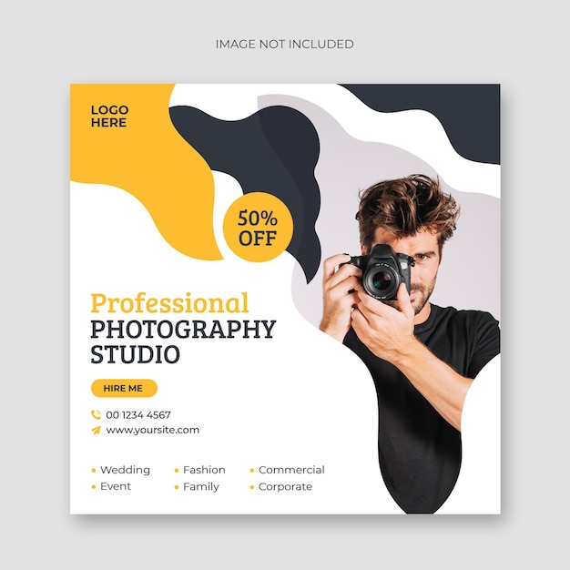 Modello di banner web per post e promozione sui social media del servizio fotografico