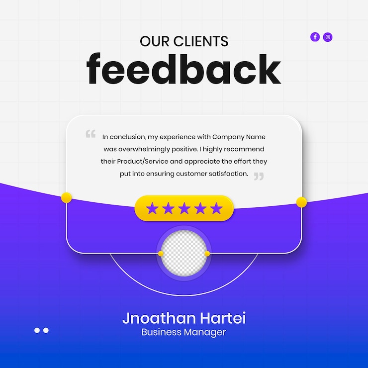 PSD modello di banner web per post sui social media con testimonianze di feedback dei clienti
