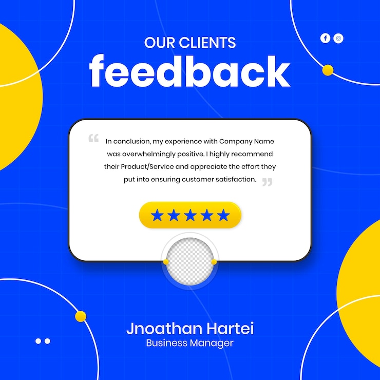 PSD modello di banner web per post sui social media con testimonianze di feedback dei clienti