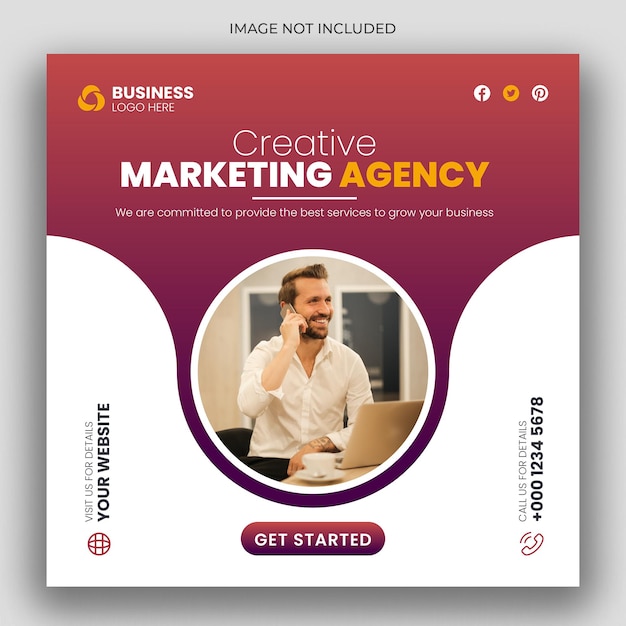 Modello di banner web per post sui social media di marketing digitale
