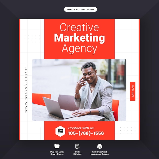 Modello di banner web promozionale dell'agenzia di marketing creativo