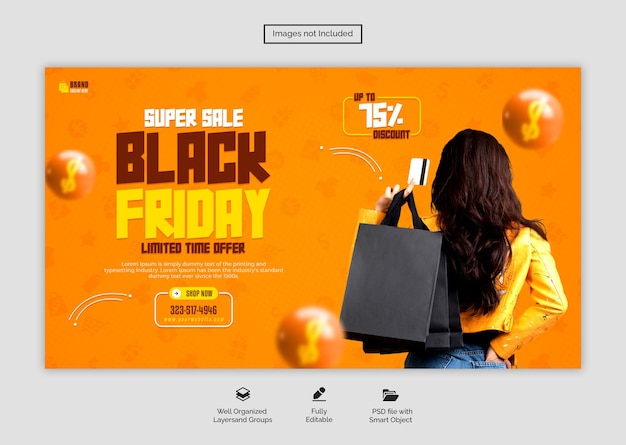 Modello di banner web super vendita PSD black friday