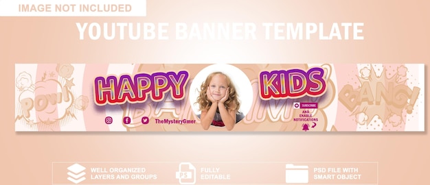 modello di banner youtube del canale per bambini