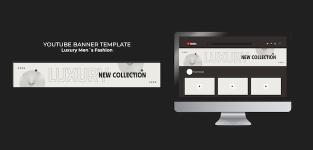 Modello di banner youtube di moda maschile di lusso