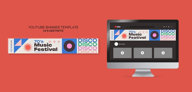 Modello di banner youtube estetico anni '70