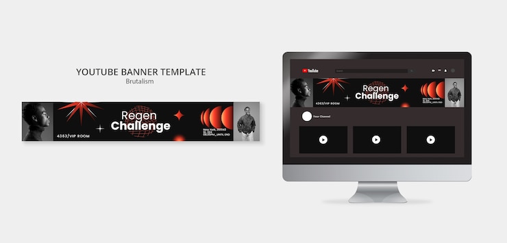 PSD modello di banner youtube in stile brutalismo