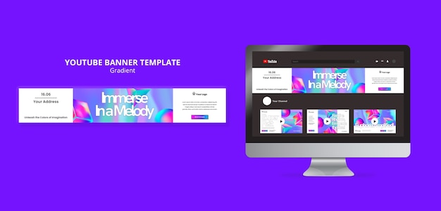 Modello di banner youtube in stile sfumato