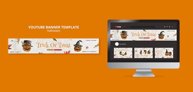 Modello di banner youtube per la celebrazione di Halloween