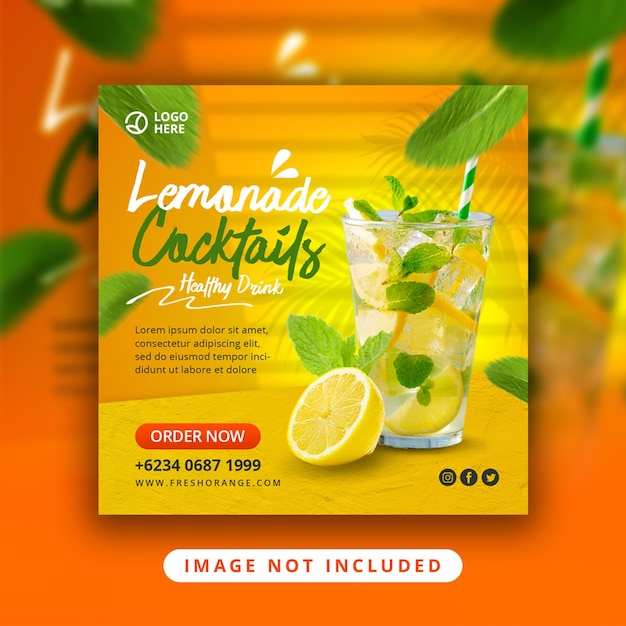 Modello di bevanda al limone per social media PSD