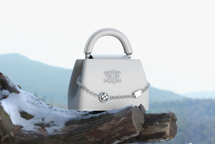 Modello di borsa a mano su sfondo bianco