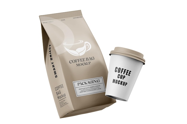Modello di borsa e tazza di caffè