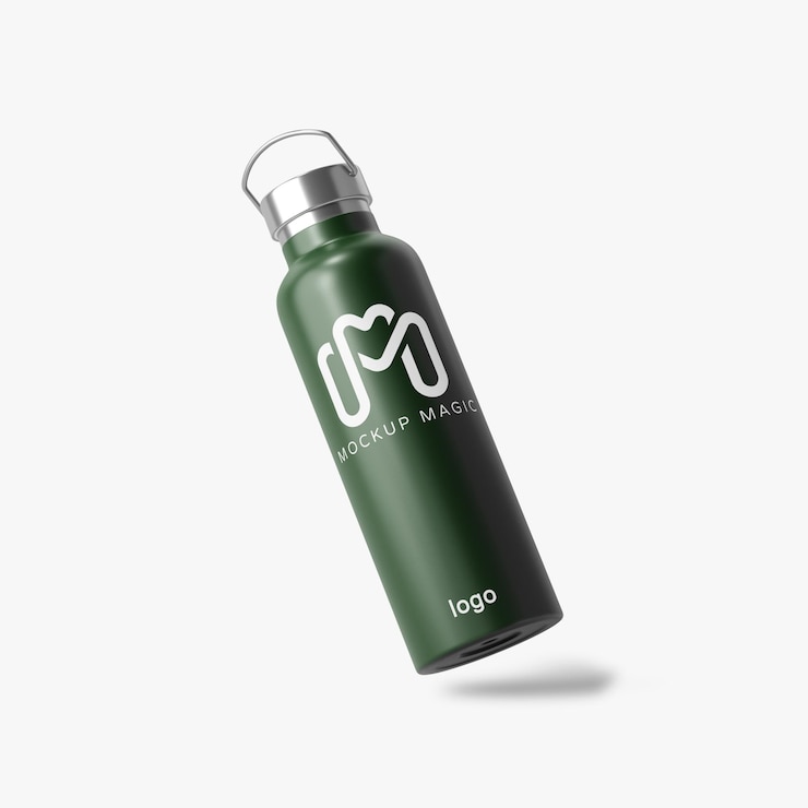 PSD modello di bottiglia d'acqua in acciaio inossidabile verde