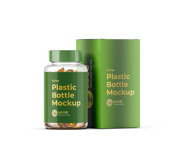 Modello di bottiglia di pillola verde