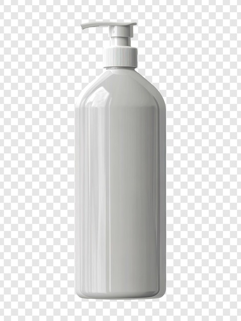 Modello di bottiglia di pompa di plastica bianca per shampoo o lozione isolata su uno sfondo trasparente