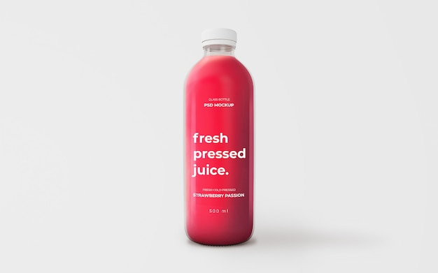 Modello di bottiglia di succo di fragola completamente modificabile