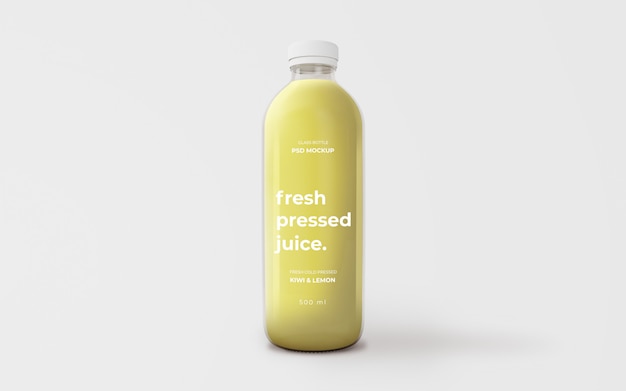 Modello di bottiglia di succo di vetro verde completamente modificabile