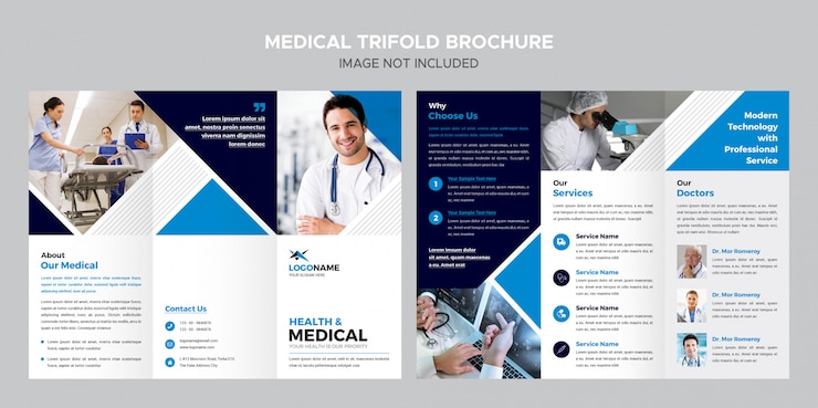 PSD modello di brochure medica a tre ante