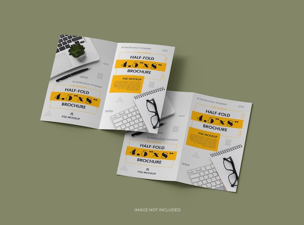 Modello di brochure personalizzabile Half Fold 45x8 per presentare il tuo design in 3D