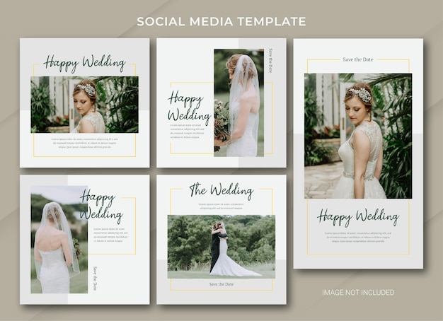 Modello di bundle di post sui social media per il matrimonio